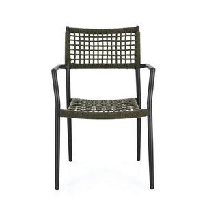 Set 4 Sedie con Braccioli Alluminio Verde da Esterno - CAELIS