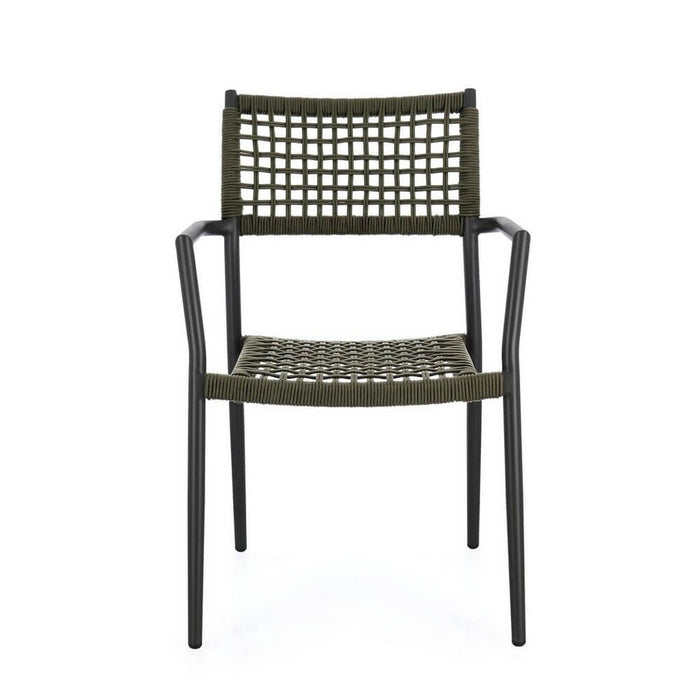 Set 4 Sedie con Braccioli Alluminio Verde da Esterno - CAELIS