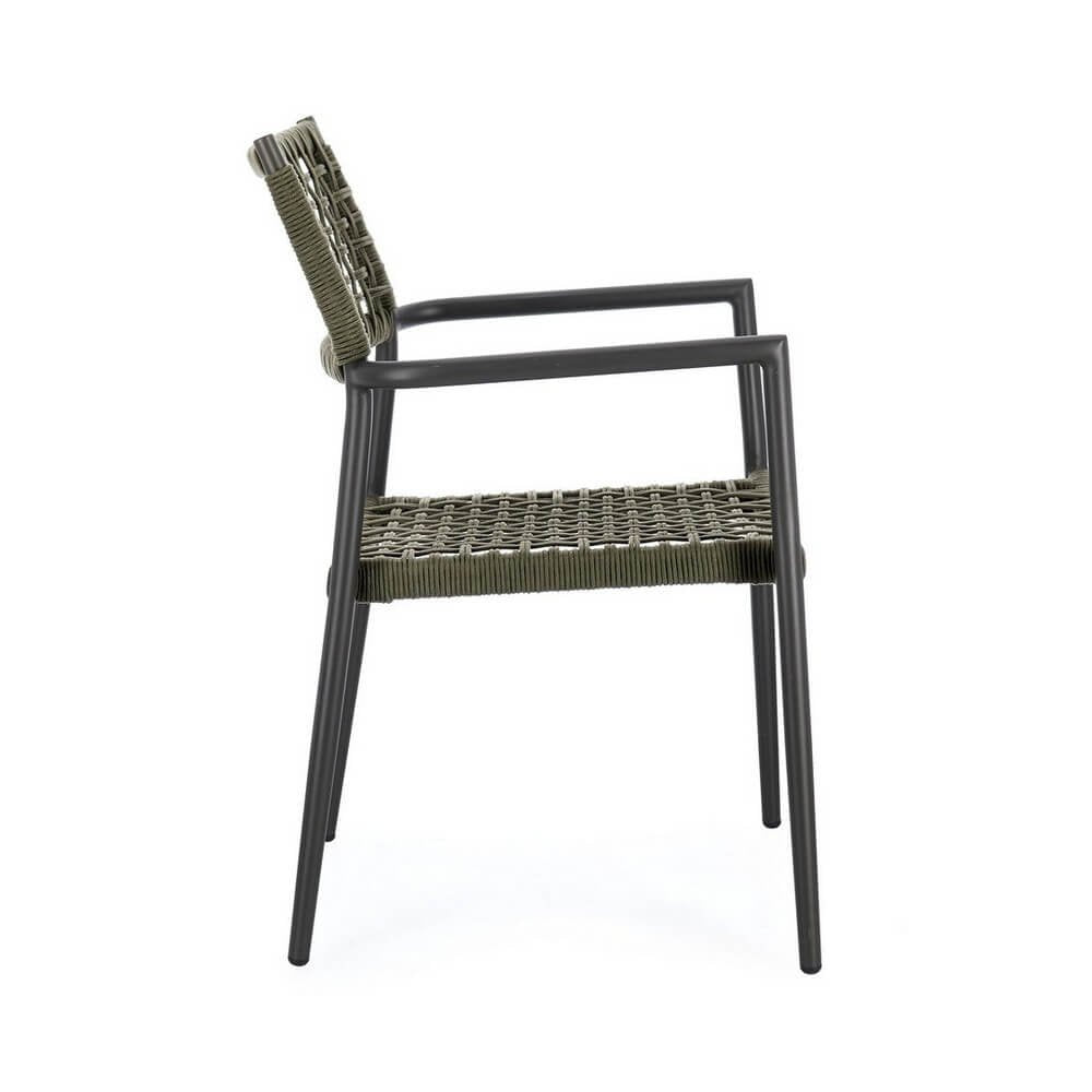 Sedia con braccioli colore antracite e verde - CAELIS