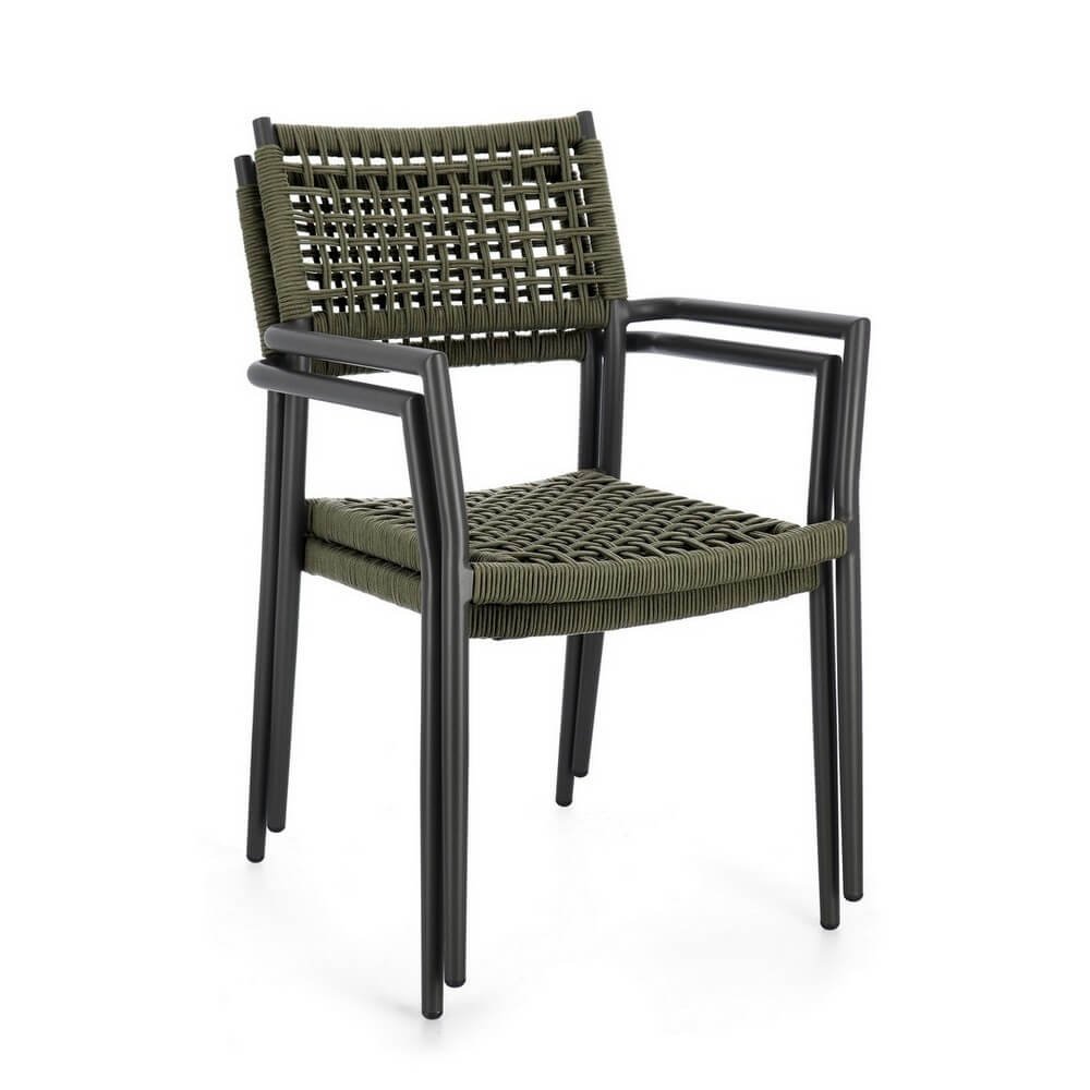 Sedia con braccioli colore antracite e verde - CAELIS