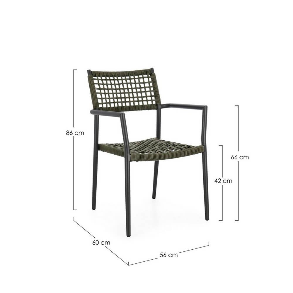 Sedia con braccioli colore antracite e verde - CAELIS