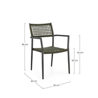 Set 4 Sedie con Braccioli Alluminio Verde da Esterno - CAELIS