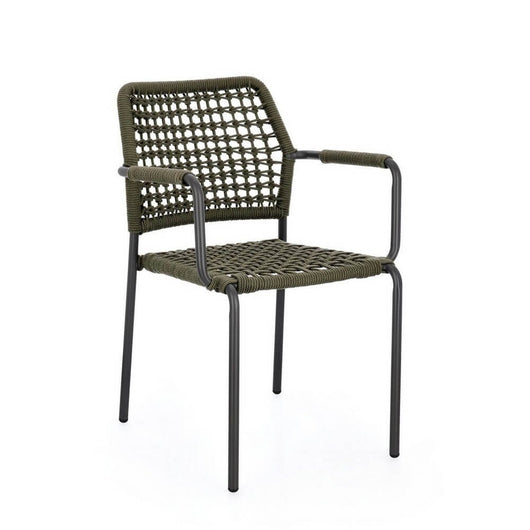 Sedia con braccioli colore antracite e verde - LIOREN