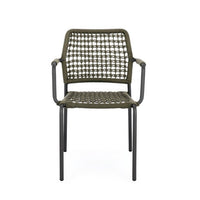 Set 4 Sedie con Braccioli Alluminio Verde da Esterno - LIOREN