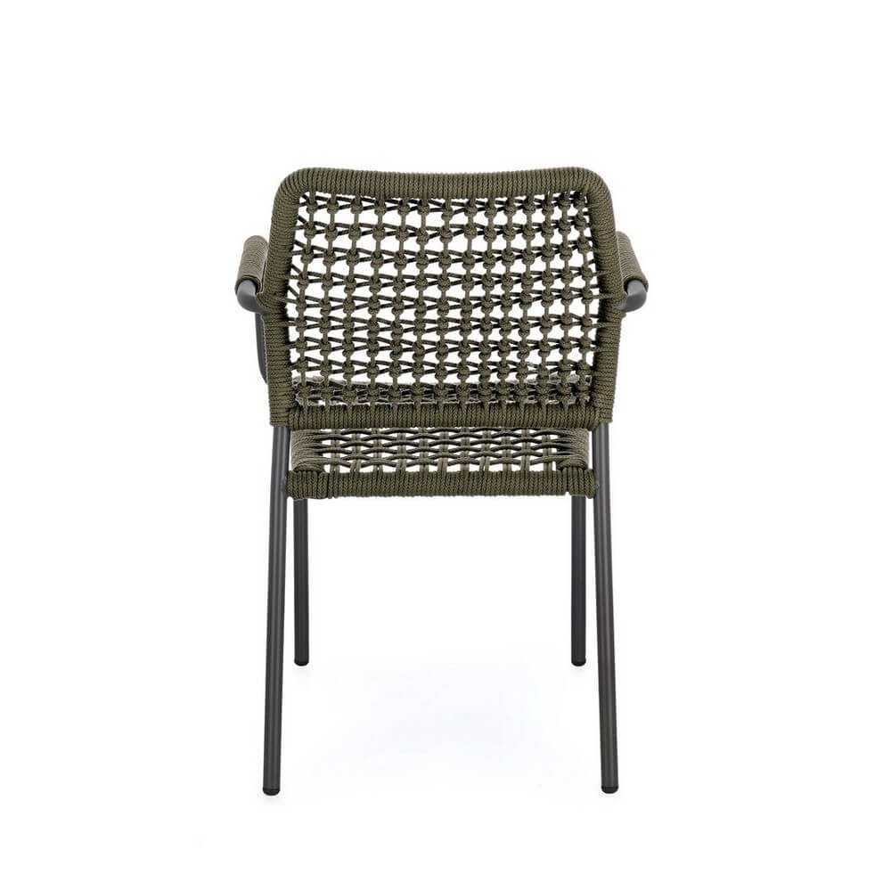 Sedia con braccioli colore antracite e verde - LIOREN