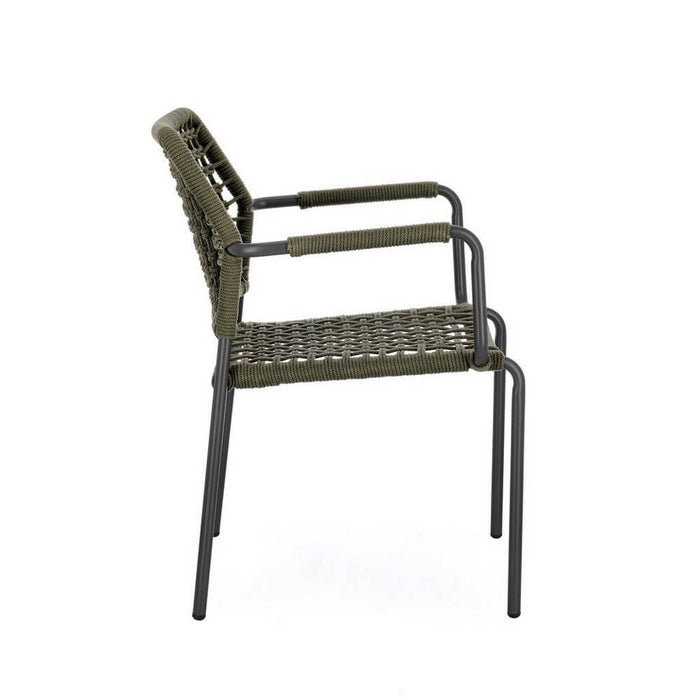 Sedia con braccioli colore antracite e verde - LIOREN