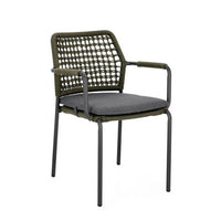 Sedia con braccioli colore antracite e verde - LIOREN