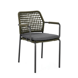 Sedia con braccioli colore antracite e verde - LIOREN