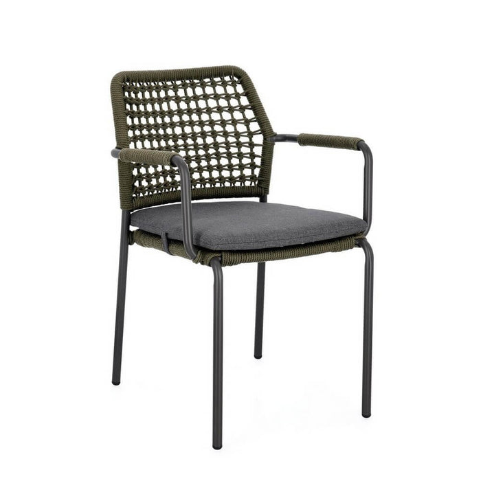 Set 4 Sedie con Braccioli Alluminio Verde da Esterno - LIOREN