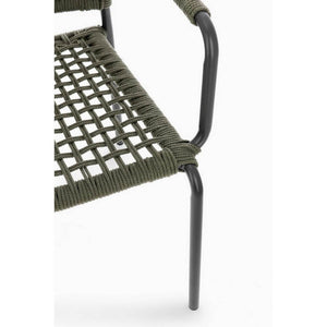 Sedia con braccioli colore antracite e verde - LIOREN