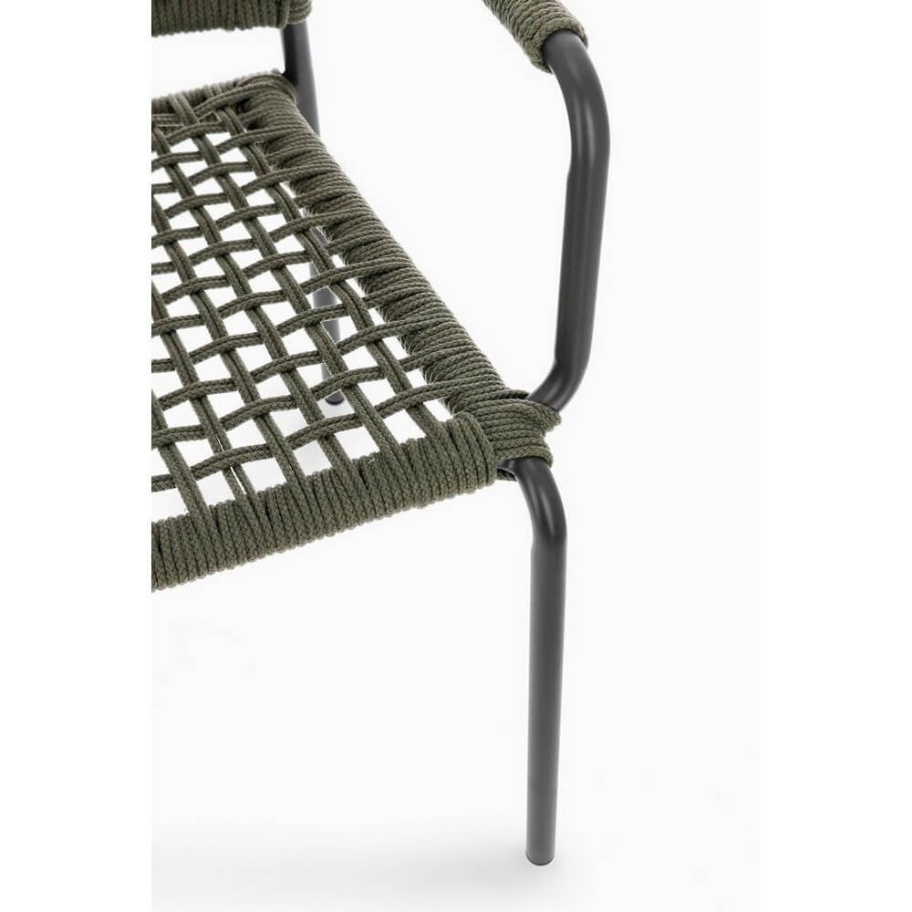 Set 4 Sedie con Braccioli Alluminio Verde da Esterno - LIOREN