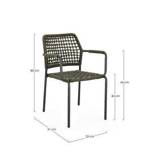 Sedia con braccioli colore antracite e verde - LIOREN