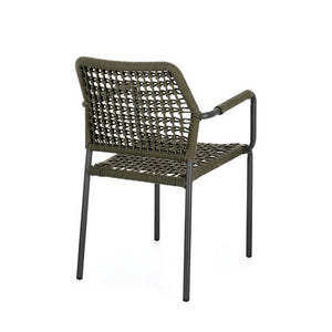 Set 4 Sedie con Braccioli Alluminio Verde da Esterno - LIOREN