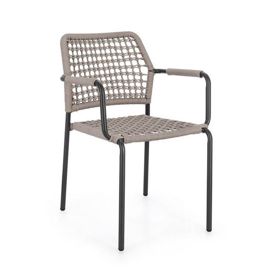 Set 4 Sedie con Braccioli Alluminio Marrone Chiaro da Esterno - LIOREN