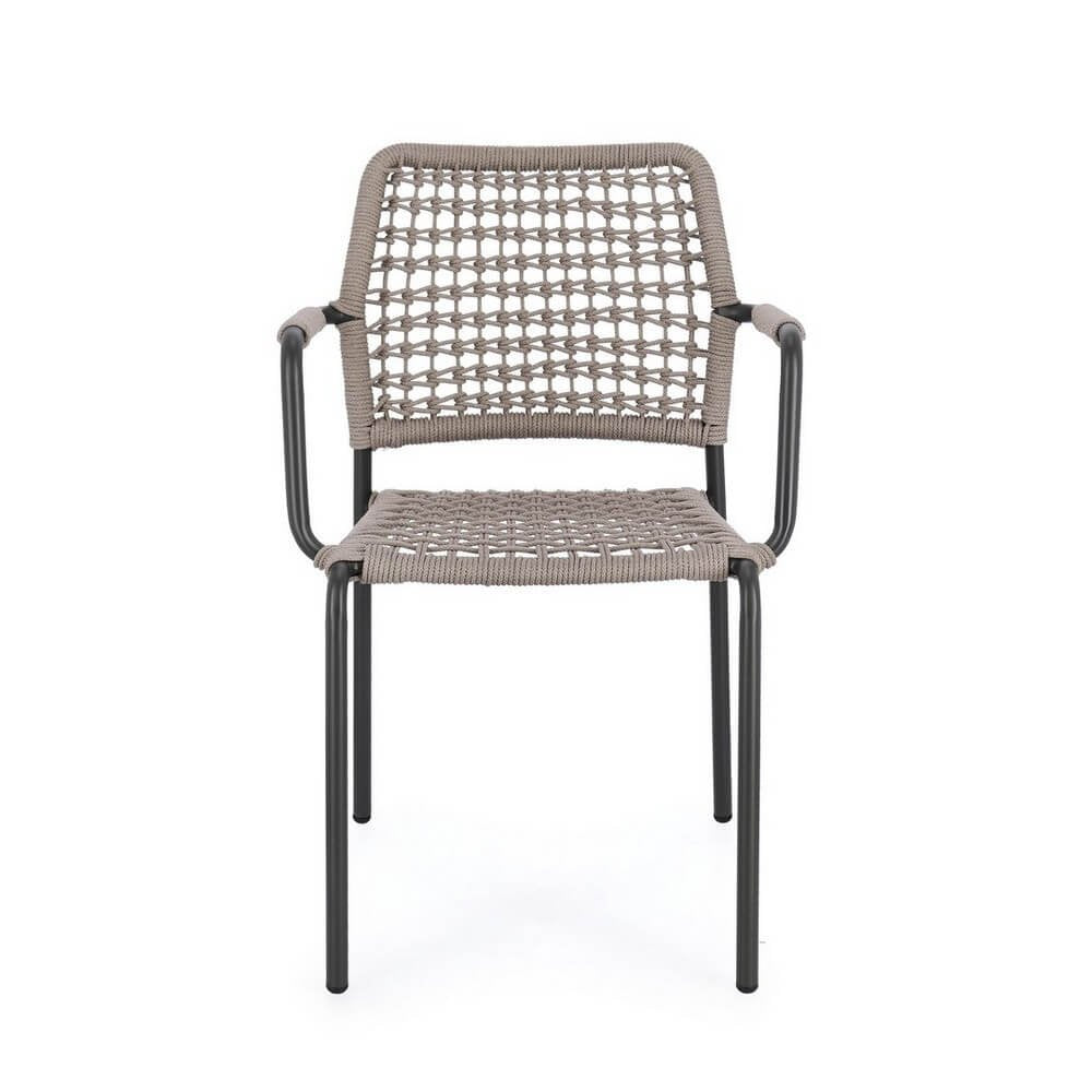 Sedia con braccioli colore antracite e khaki - LIOREN