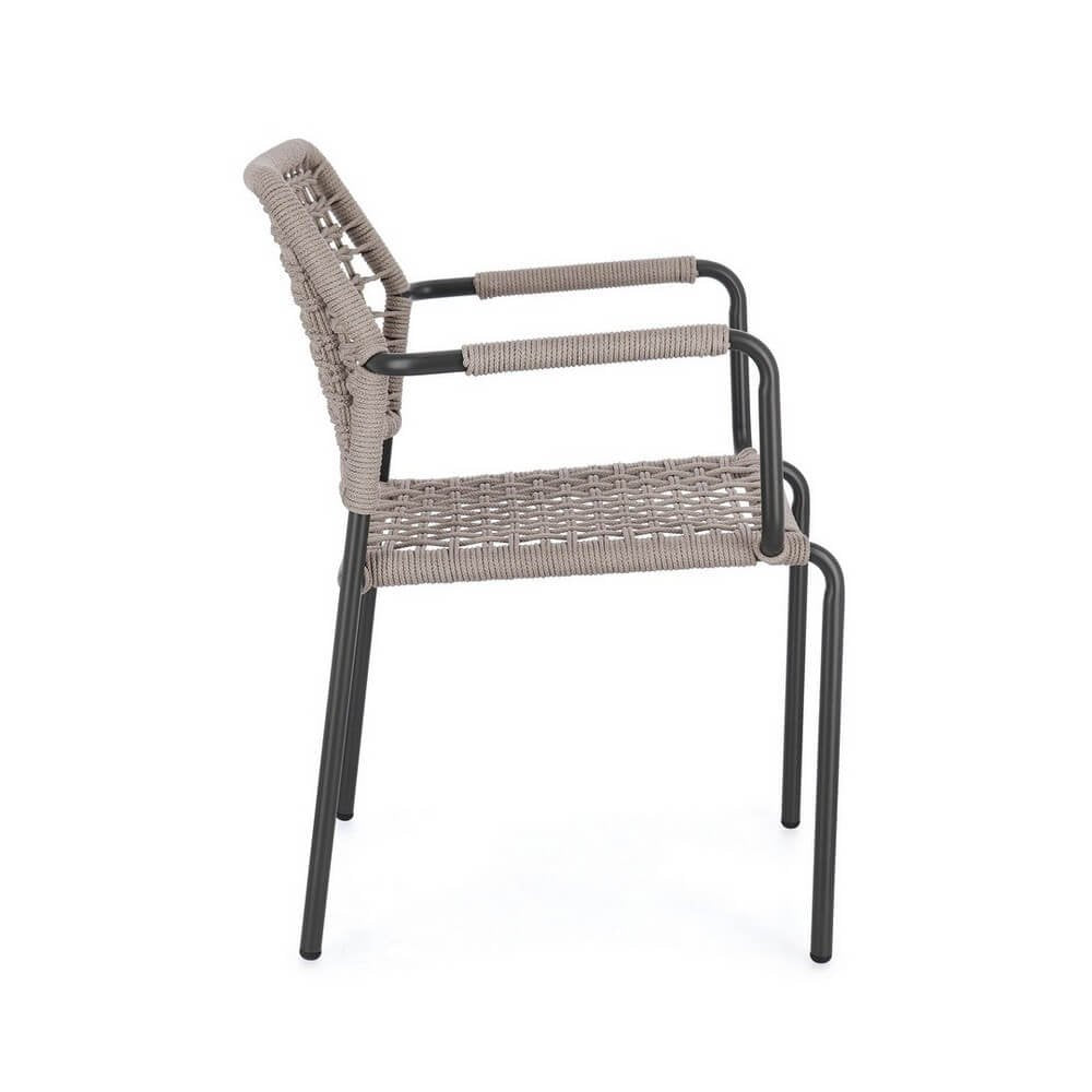 Sedia con braccioli colore antracite e khaki - LIOREN