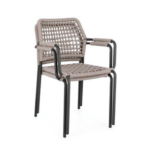 Sedia con braccioli colore antracite e khaki - LIOREN