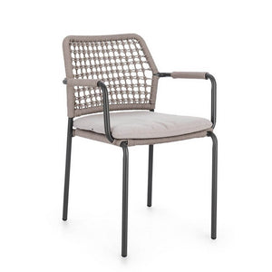 Sedia con braccioli colore antracite e khaki - LIOREN