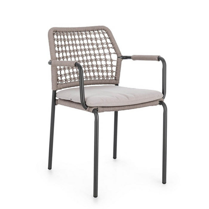 Sedia con braccioli colore antracite e khaki - LIOREN