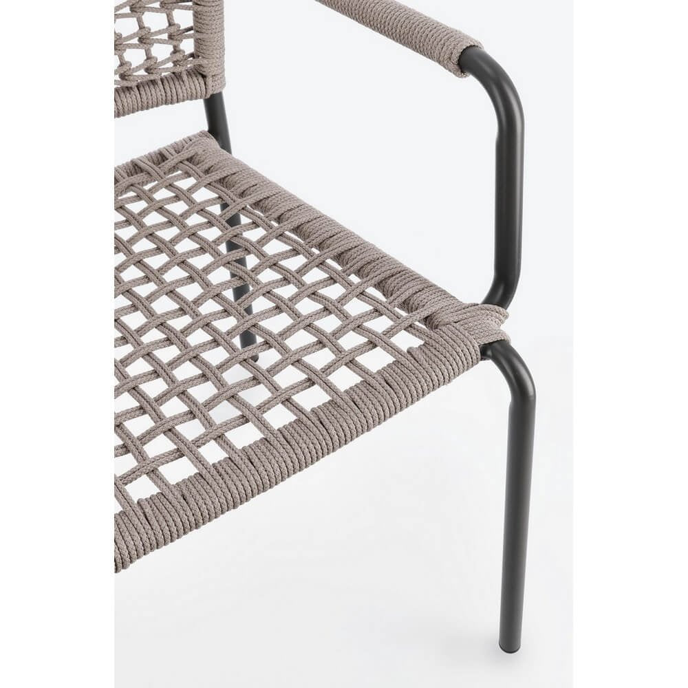 Sedia con braccioli colore antracite e khaki - LIOREN