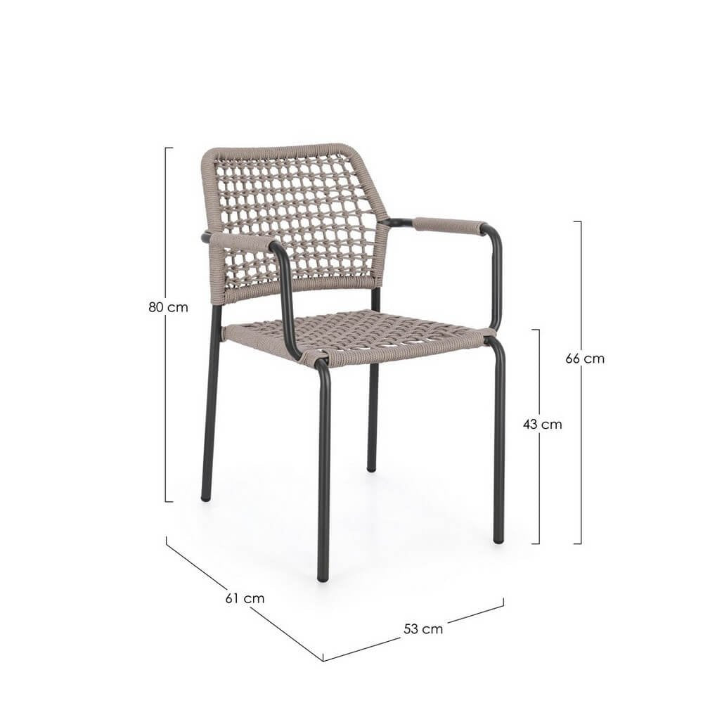 Sedia con braccioli colore antracite e khaki - LIOREN
