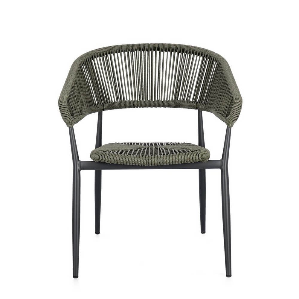 Sedia con braccioli antracite e verde - NAVORA