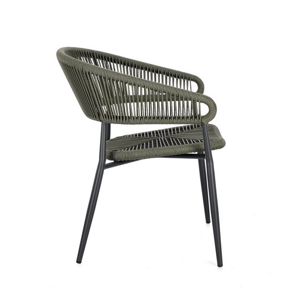 Sedia con braccioli antracite e verde - NAVORA