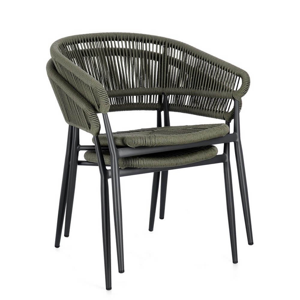 Sedia con braccioli antracite e verde - NAVORA