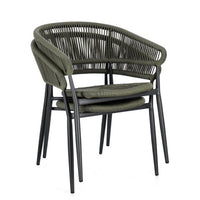 Sedia con braccioli antracite e verde - NAVORA