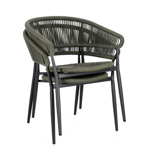 Sedia con braccioli antracite e verde - NAVORA