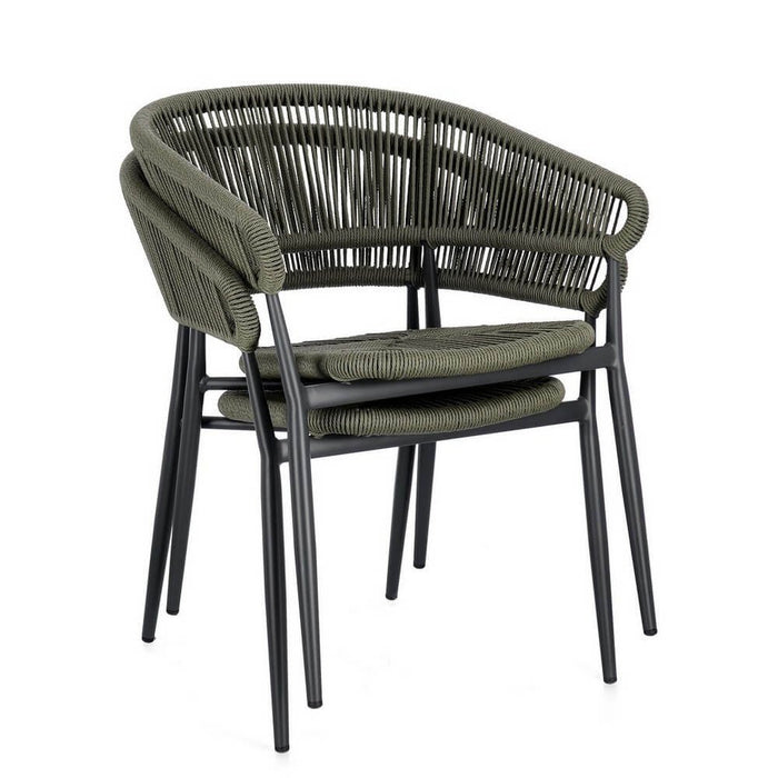 Sedia con braccioli antracite e verde - NAVORA