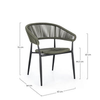 Sedia con braccioli antracite e verde - NAVORA