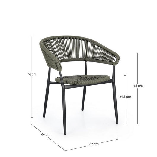 Set 4 Sedie con Braccioli Alluminio Verde da Esterno - NAVORA