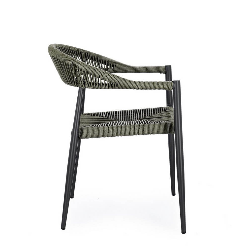 Sedia con braccioli antracite e verde - ELARIA