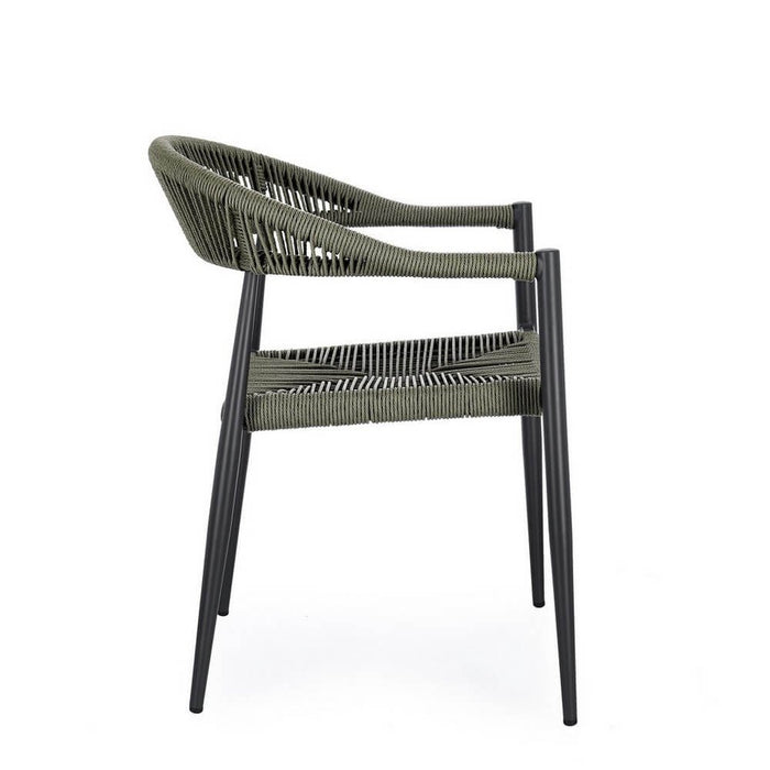 Sedia con braccioli antracite e verde - ELARIA