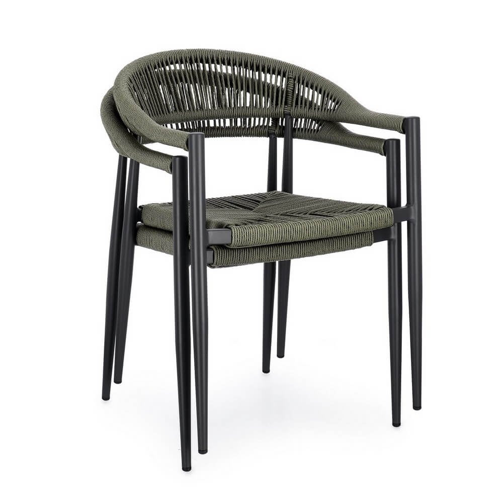 Sedia con braccioli antracite e verde - ELARIA