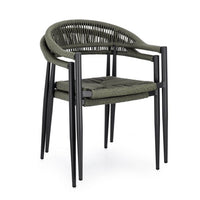 Sedia con braccioli antracite e verde - ELARIA