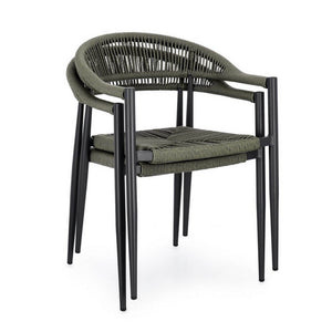 Sedia con braccioli antracite e verde - ELARIA