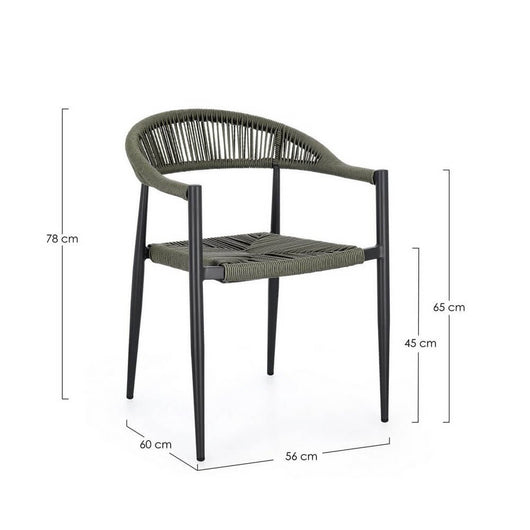 Sedia con braccioli antracite e verde - ELARIA