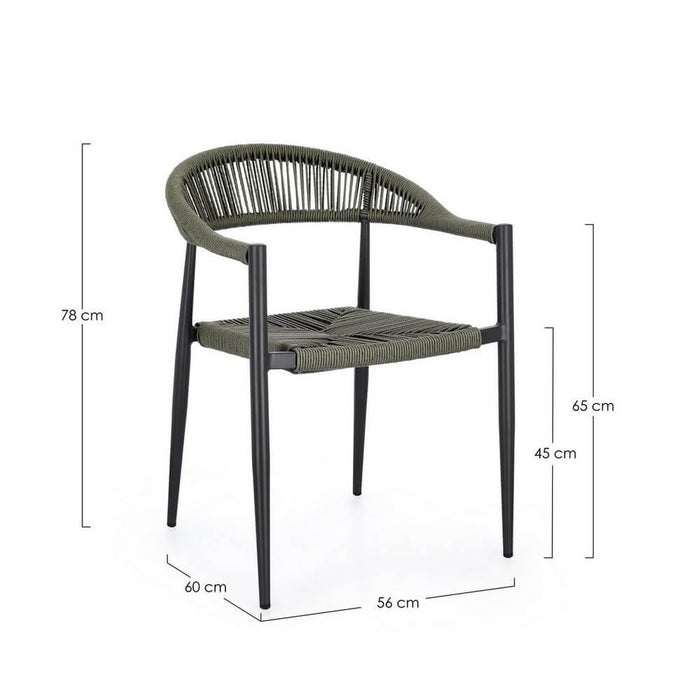 Sedia con braccioli antracite e verde - ELARIA