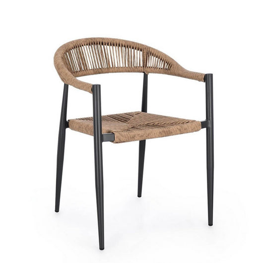 Sedia con braccioli antracite e natural - ELARIA