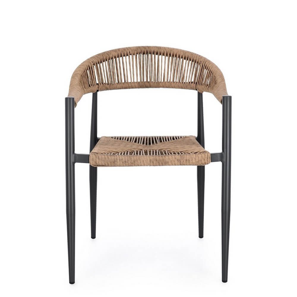 Sedia con braccioli antracite e natural - ELARIA
