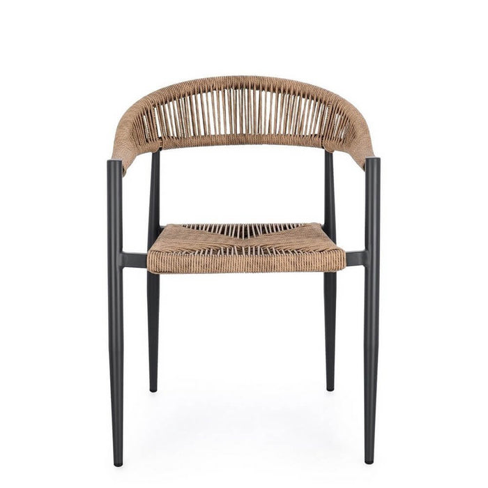Sedia con braccioli antracite e natural - ELARIA