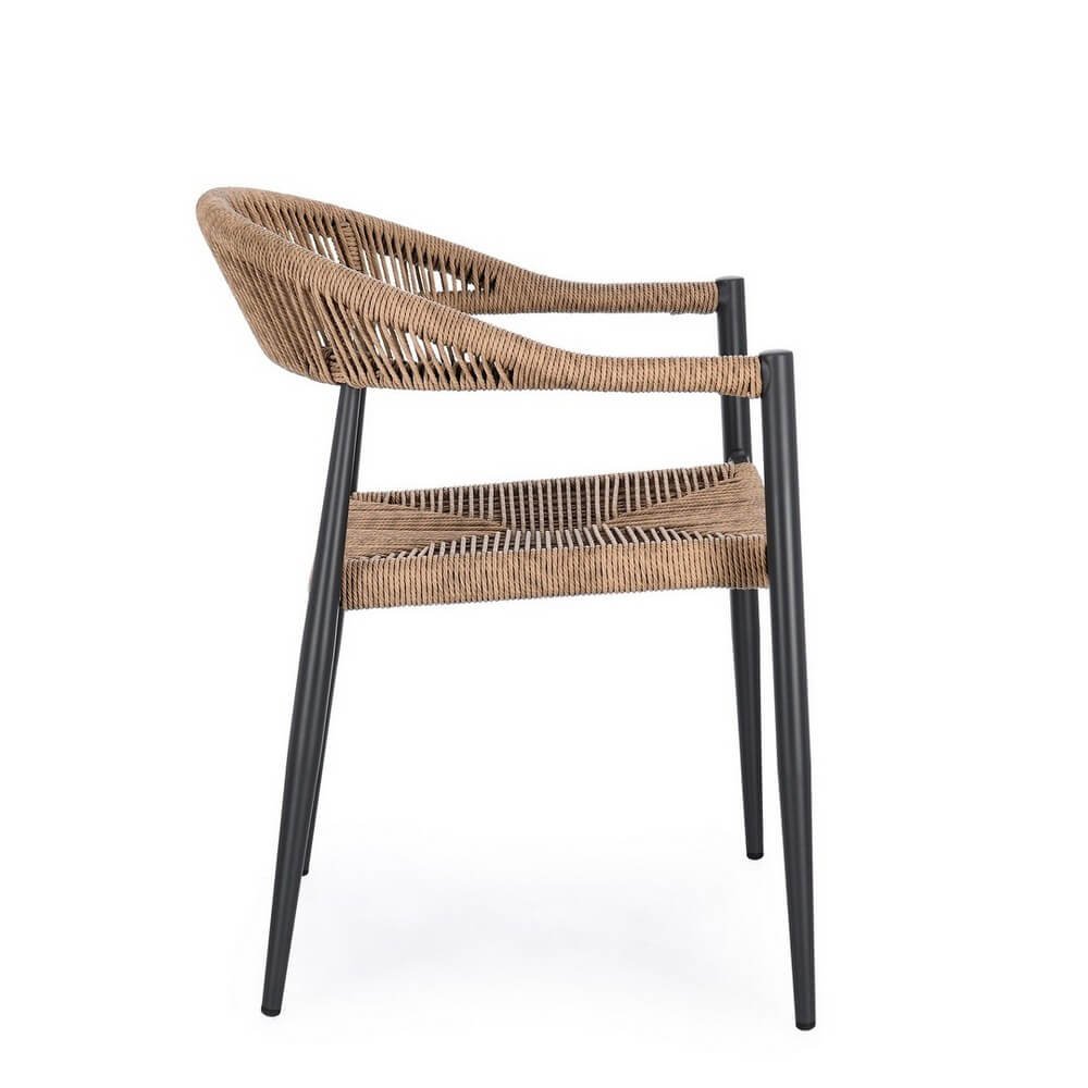 Sedia con braccioli antracite e natural - ELARIA