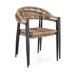 Sedia con braccioli antracite e natural - ELARIA