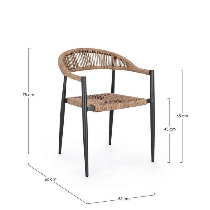 Sedia con braccioli antracite e natural - ELARIA