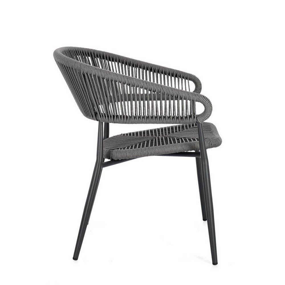 Set 4 Sedie con Braccioli Alluminio Antracite da Esterno - NAVORA