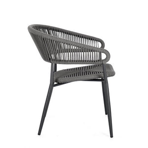 Set 4 Sedie con Braccioli Alluminio Antracite da Esterno - NAVORA
