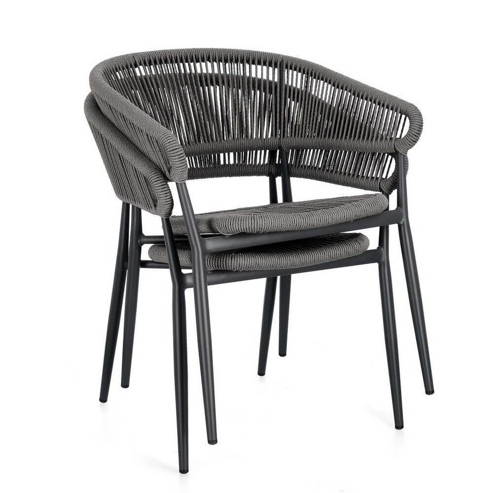 Sedia con braccioli antracite e grigio - NAVORA