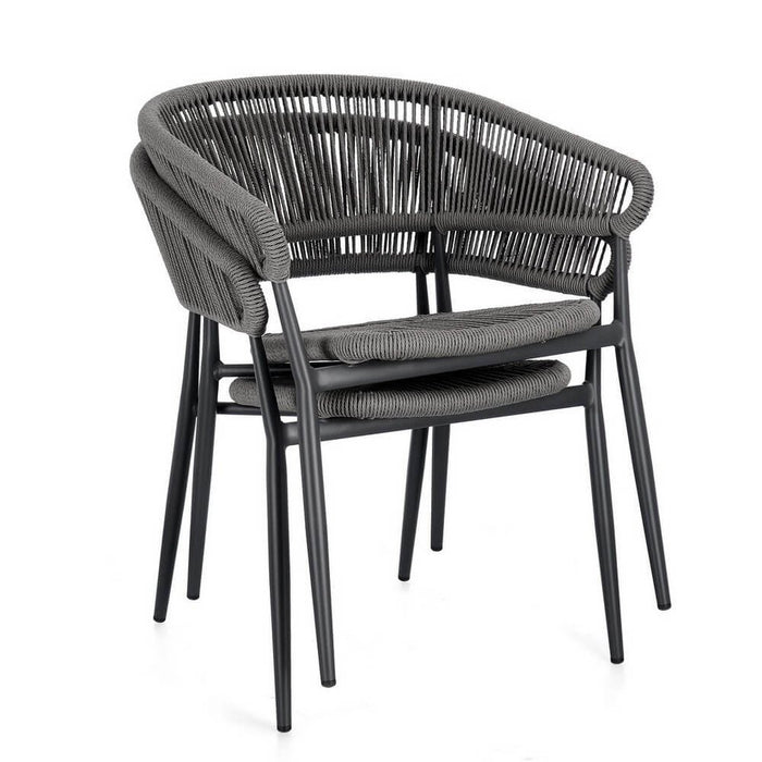 Sedia con braccioli antracite e grigio - NAVORA